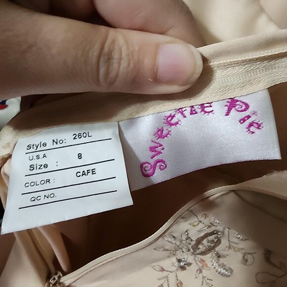 Sweetie Pie Girls Size 8 Formal Dress Color is Cafe - Picture 8 of 8